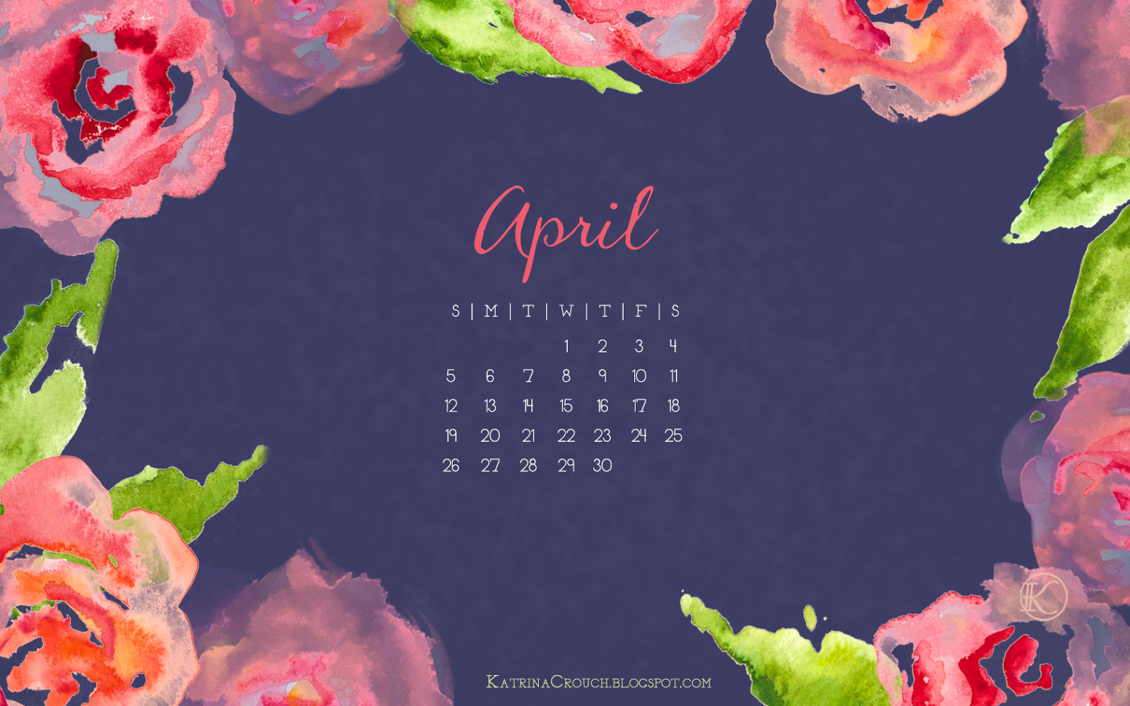 Katrina April Desktop Calendar 2015 