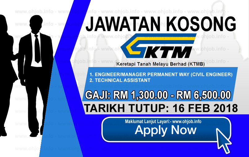 Jawatan Kerja Kosong Keretapi Tanah Melayu Berhad - KTMB logo www.ohjob.info februari 2018