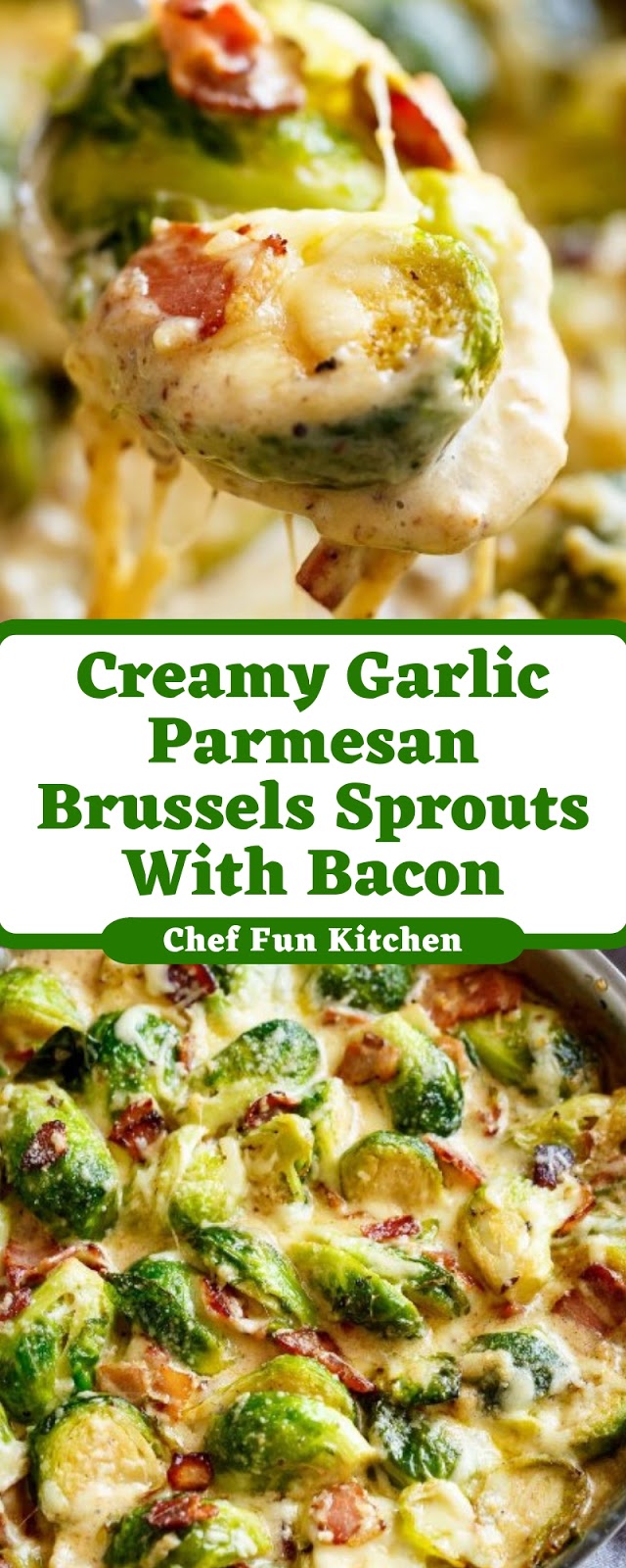 Creamy Garlic Parmesan Brussels Sprouts With Bacon Creamy Garlic Parmesan Brussels Sprouts With Bacon