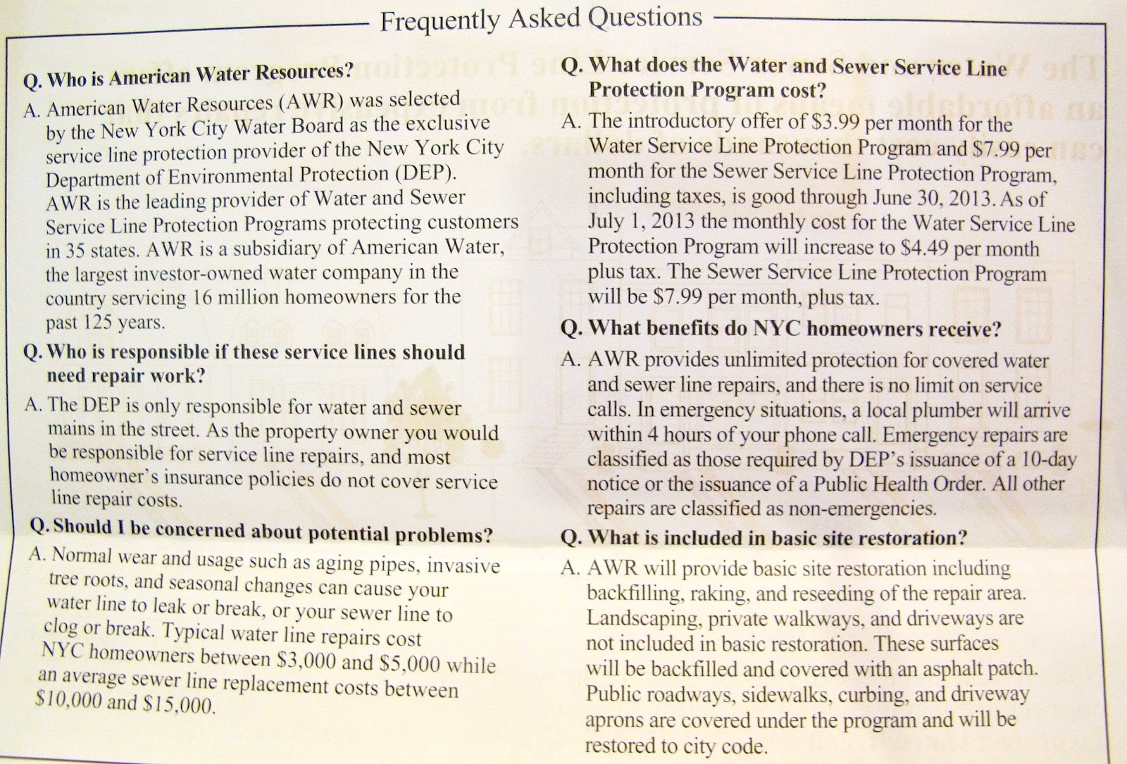 Pardon Me For Asking Water And Sewer Service Line Protection Program