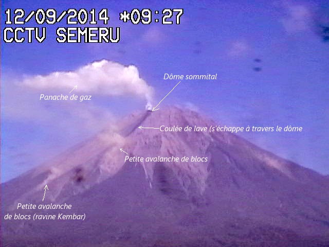 Coulée de lave du volcan Semeru, 12 septembre 2014