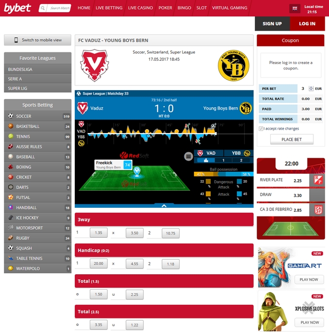 Bybet Live Betting Bybet Live Betting Screen