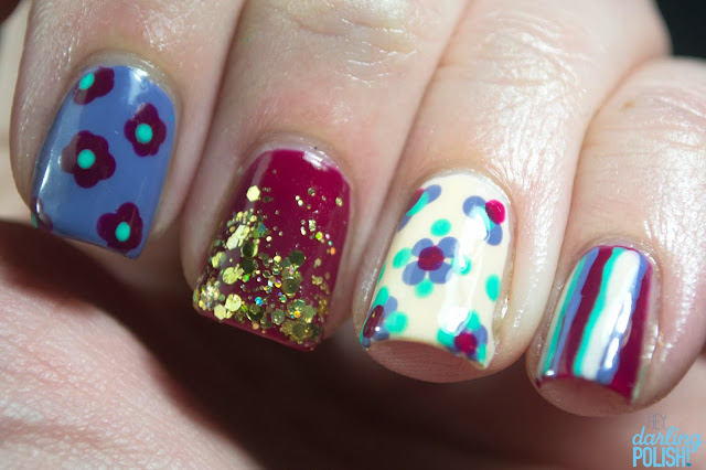Hey, Darling Polish!: 33 Day Challenge - Day 27: Manicure With 3 Patterns