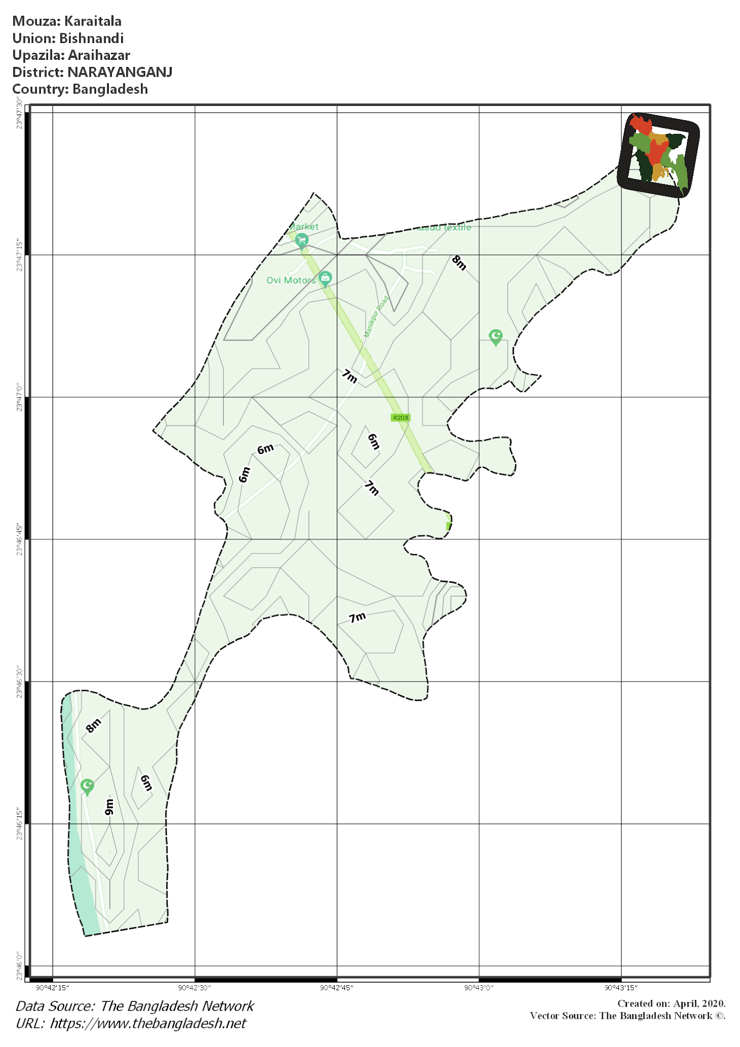 Map of Karaitala Mouza of Araihazar Upazila, NARAYANGANJ Map of Karaitala Mouza of Araihazar Upazila, NARAYANGANJ, Bangladesh.