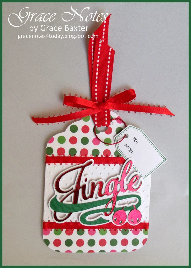 Jingle, large gift tag in 2 versions, by Grace Baxter