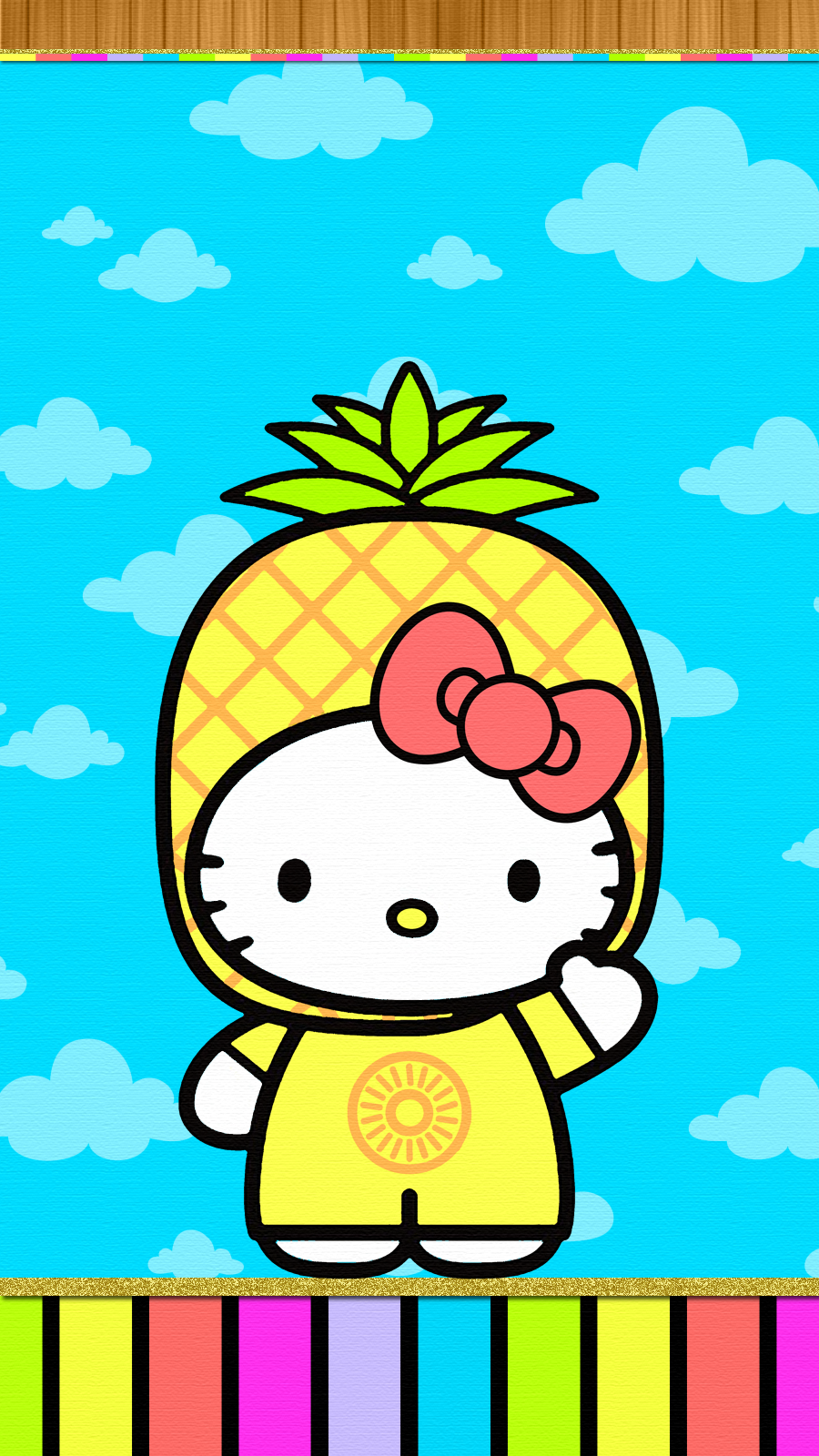 Cute Walls ♡ Hello kitty pineapple wallpaper set