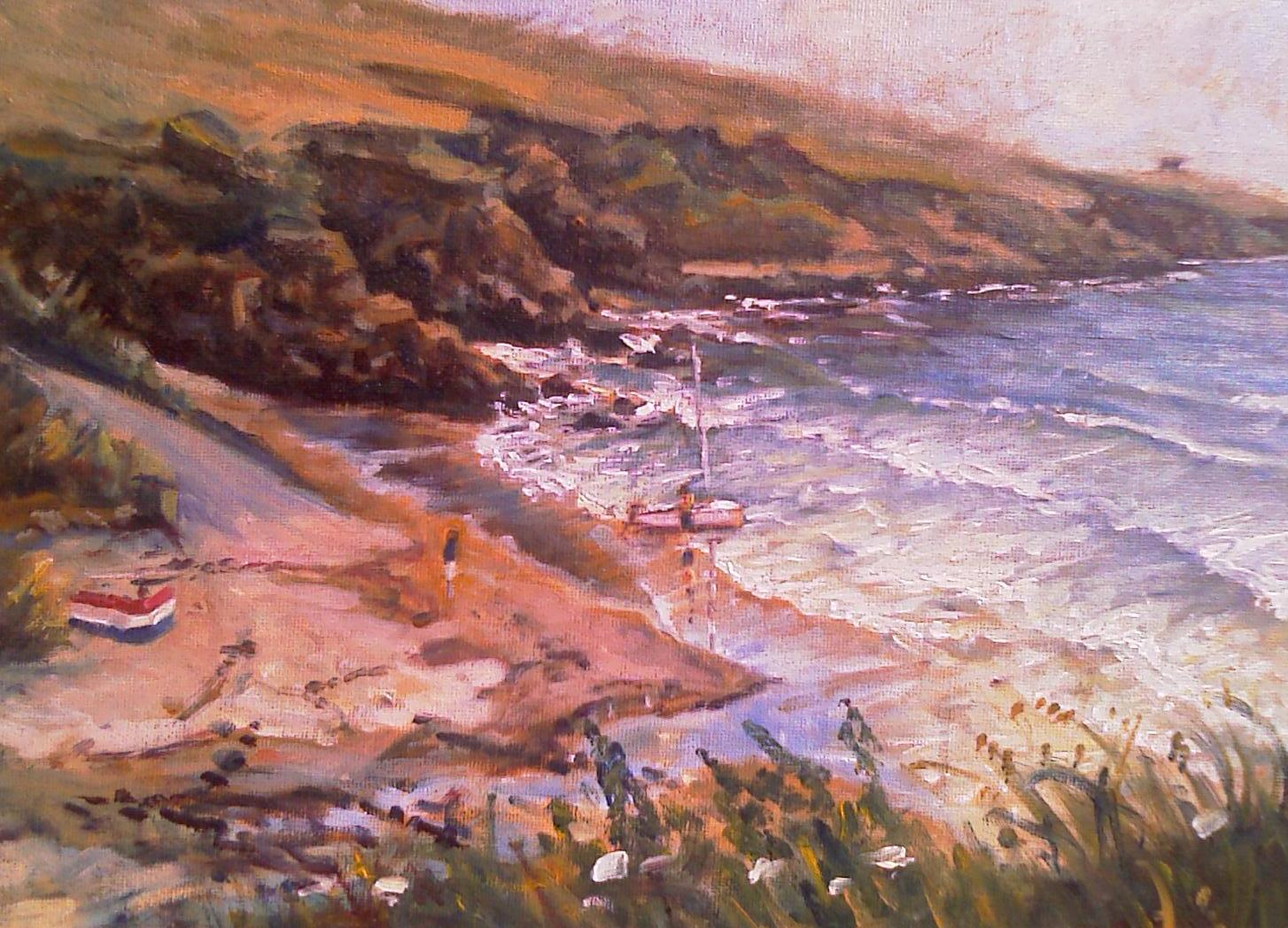 Anne Plummer Art for sale Porthcurnick Beach Oil Painting