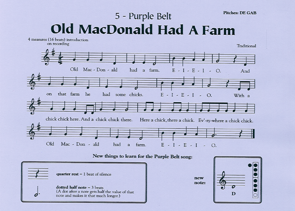 Marshall Music Recorder Karate Belt Songs