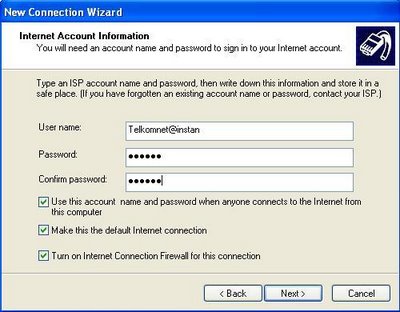 setting koneksi dial-up TelkomNET Instan - sekedar kabar
