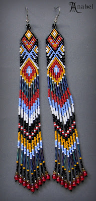 Очень длинные этно-серьги из бисера (авторский дизайн)