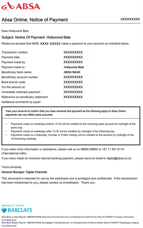 how do i print a proof of payment from absa online banking