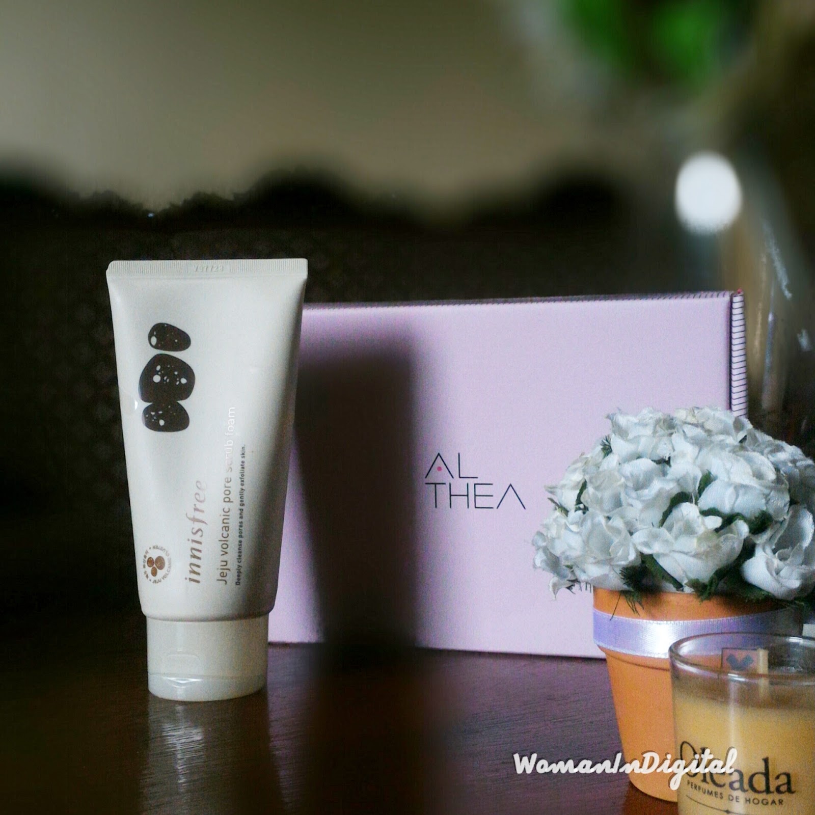 Woman In Digital Innisfree Jeju Volcanic Facial Scrub and Pore Toner