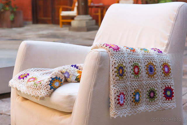 Sofa-sized crochet square blanket by Anabelia Craft Design