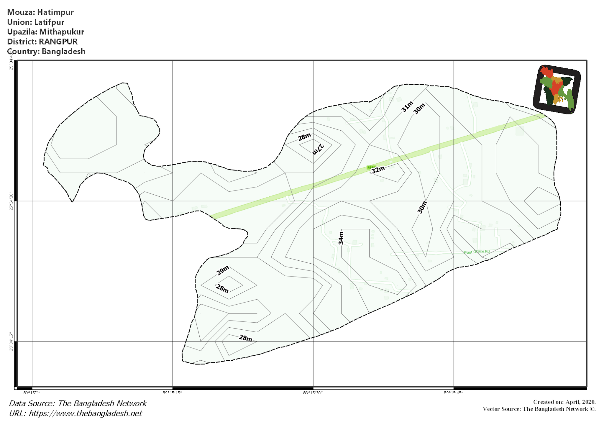 Map of Hatimpur Mouza of Mithapukur Upazila, RANGPUR Map of Hatimpur Mouza of Mithapukur Upazila, RANGPUR, Bangladesh.