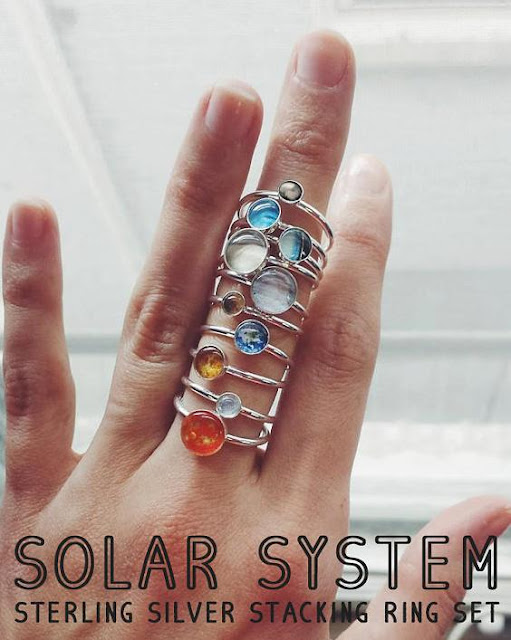 Solar System Silver Rings