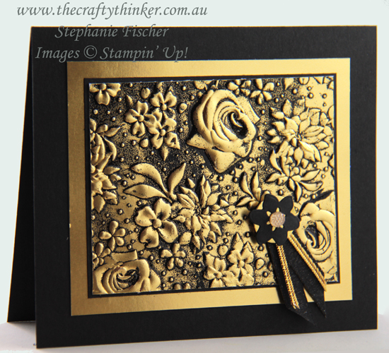 #thecraftythinker #stampinup #cardmaking #embossingtechnique #countryfloral , Country Floral Embossing Folder, Heat Embossing, Embossing Techniques, Gold Foil, Stampin' Up Australia Demonstrator, Stephanie Fischer, Sydney NSW