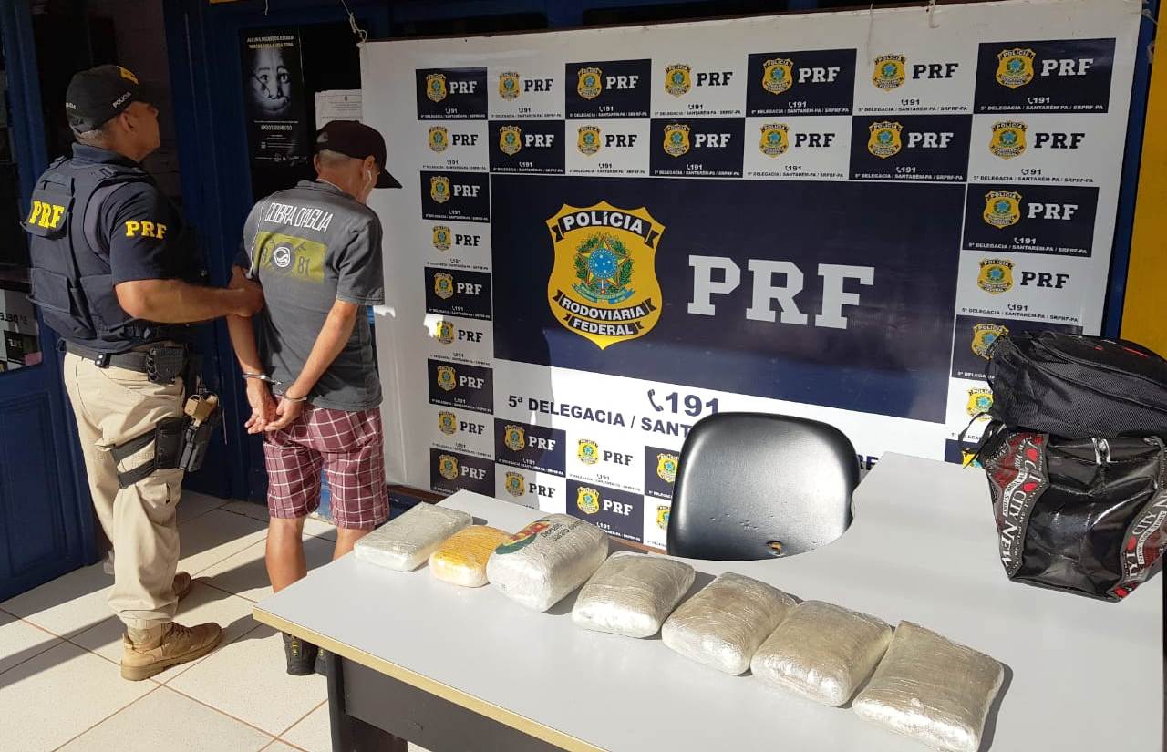 Polícia Rodoviária Federal prende homem de 68 anos com 8 quilos de cocaína na BR-163