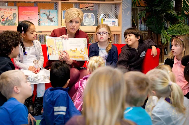 Princess Laurentien of The Netherlands at the National Breakfast Reading event at the Library in Hoorn