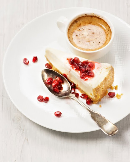 Fabulous Food Fridays GREEK YOGURT CHEESECAKE WITH POMEGRANATE SAUCE