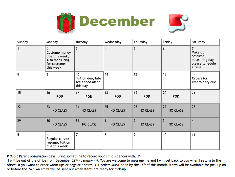 december calendar 2013