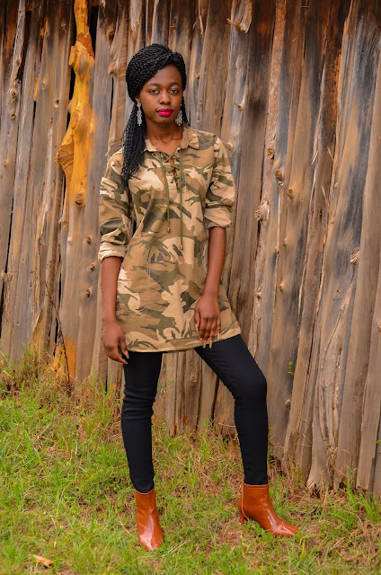 How To Wear The Camouflage Fashion Trend With  Patent Leather Boots