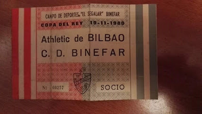 Eliminatoria Copa del Rey: C.D.Binéfar - Atlético de Bilbao de 1980