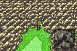 The party arrives at Mt. Kolts, an early outdoor dungeon in Final Fantasy VI.