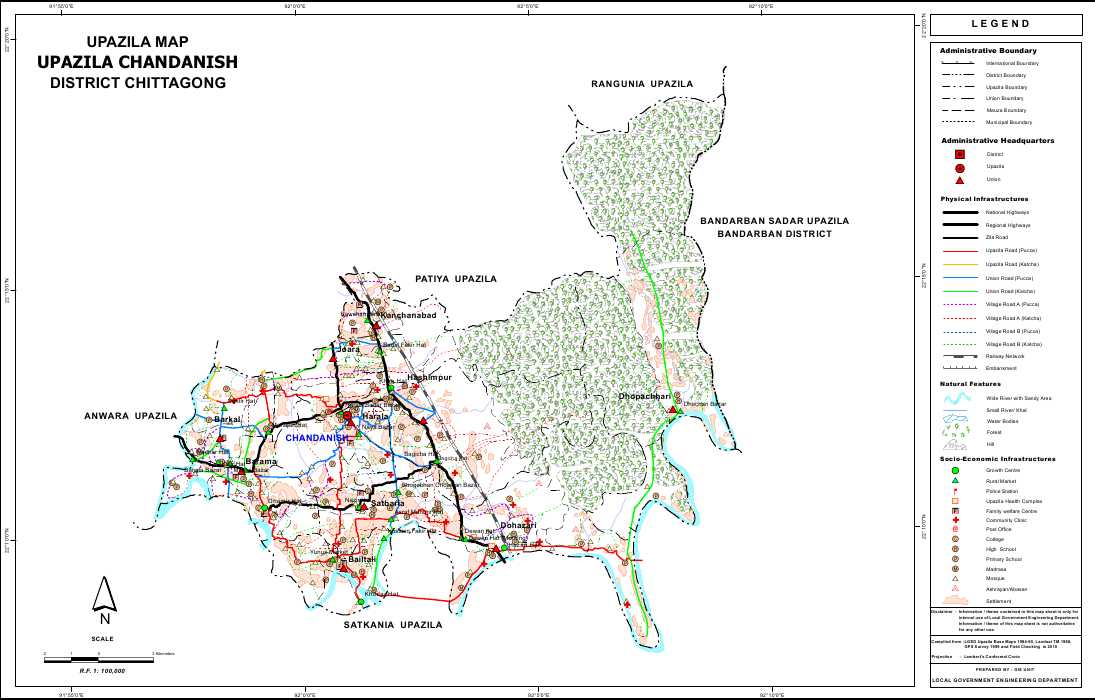 Chandanaish Upazila Map Chittagong District Bangladesh