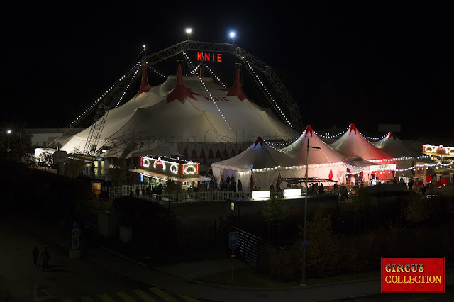 vue du Cirque Knie  de nuit a Fribourg