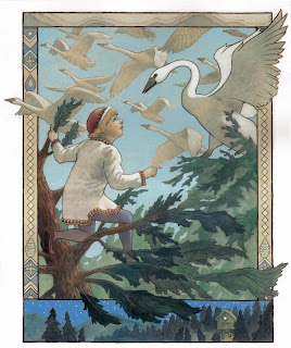 The Witch, Russian Fairy Tale, Swans, Russian fairy tale illustration
