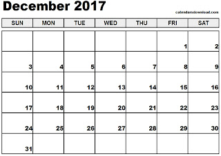 Free Printable Calendar December 2017