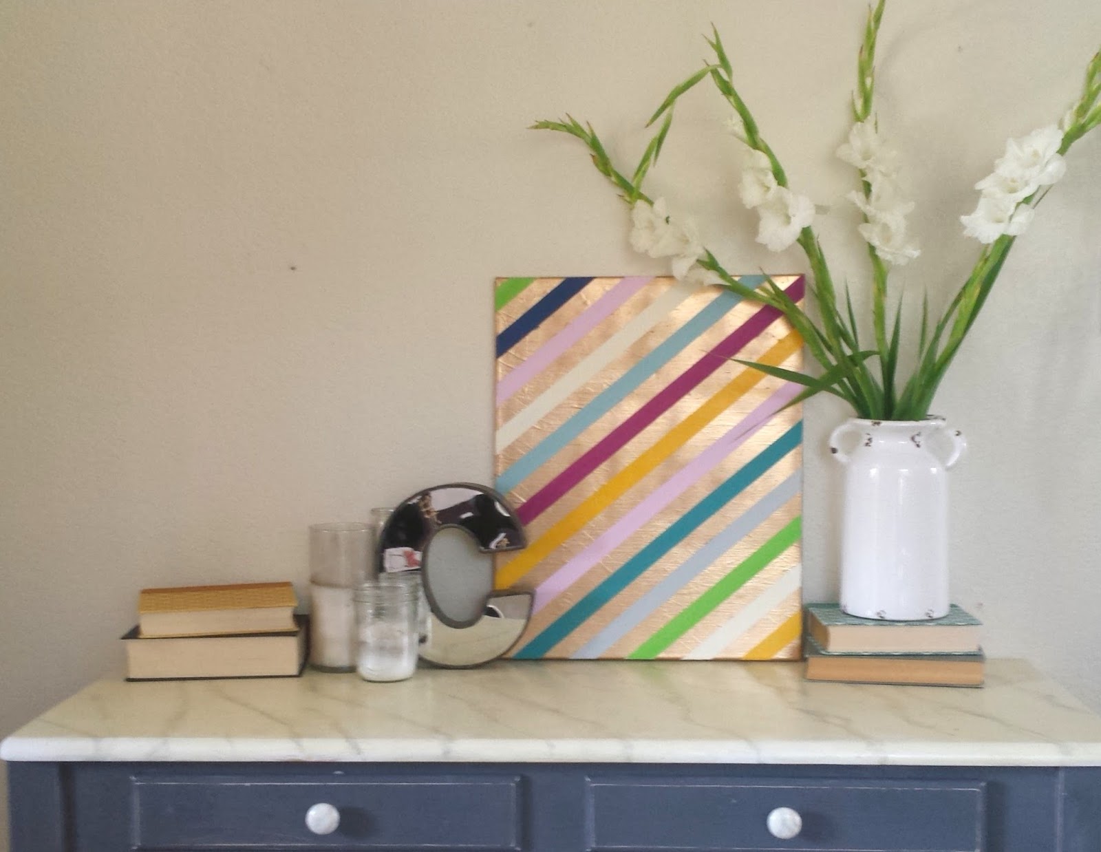 Tied Ribbon Striped Canvas Artwork