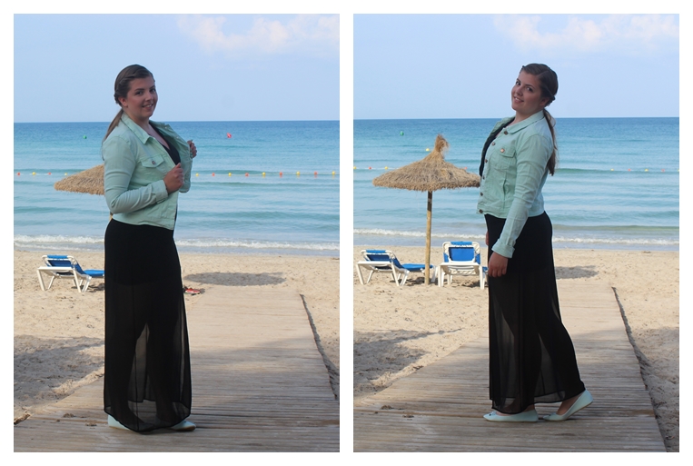 schwarzes Maxikleid h&m mit mint