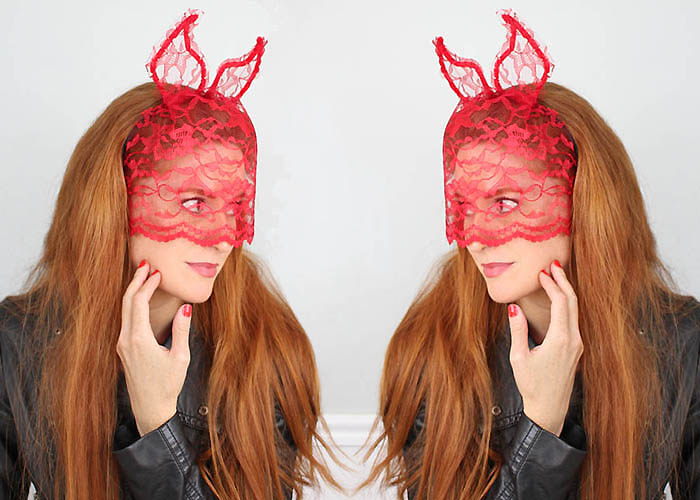 DIY Halloween Devil Horns with Veil Gina Michele