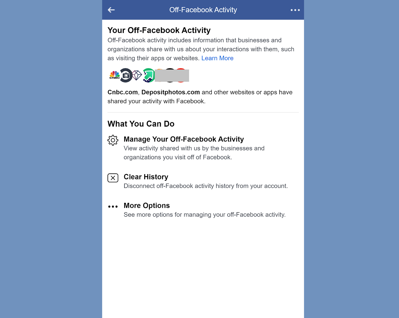 Facebook now has a new option of ‘clear history’ available for its