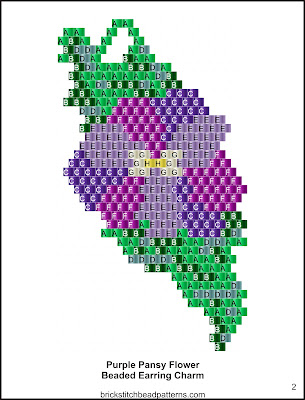 brick stitch bead patterns journal purple pansy flower toho seed beads color chart