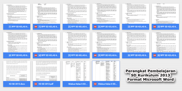 Perangkat Pembelajaran SD Kurikulum 2013 Format Microsoft Word dan PDF