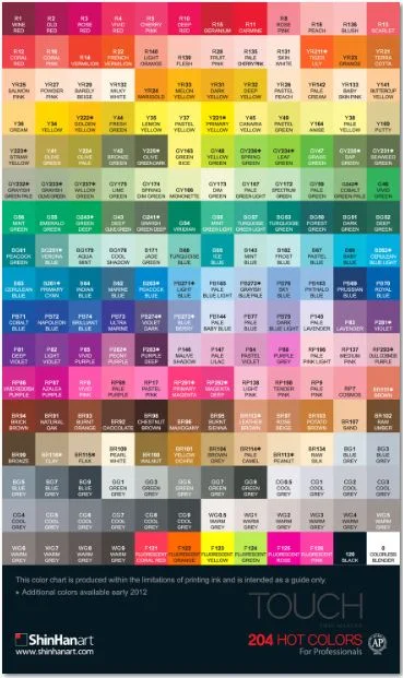 ShinHan Twin Touch Color Chart