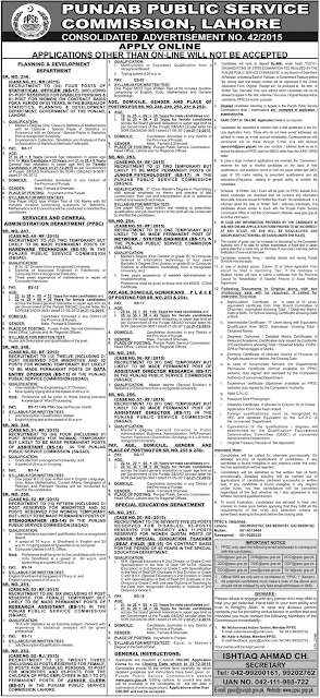 Job By PPSC No.42/2015
