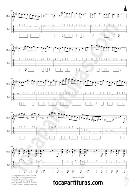 PARTITURA 9 Partitura y Tablatura de Entre dos aguas Partituras para Guitarras Sheet Music for Guitar