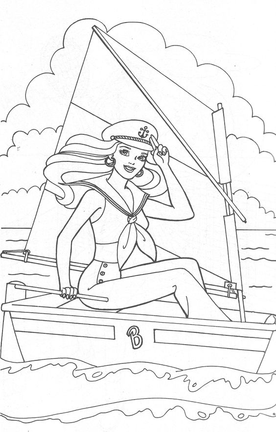 Tranh tô màu dáng người ngồi trên thuyền