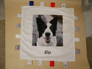 My1stphotos taggies baby comforter with collie dog