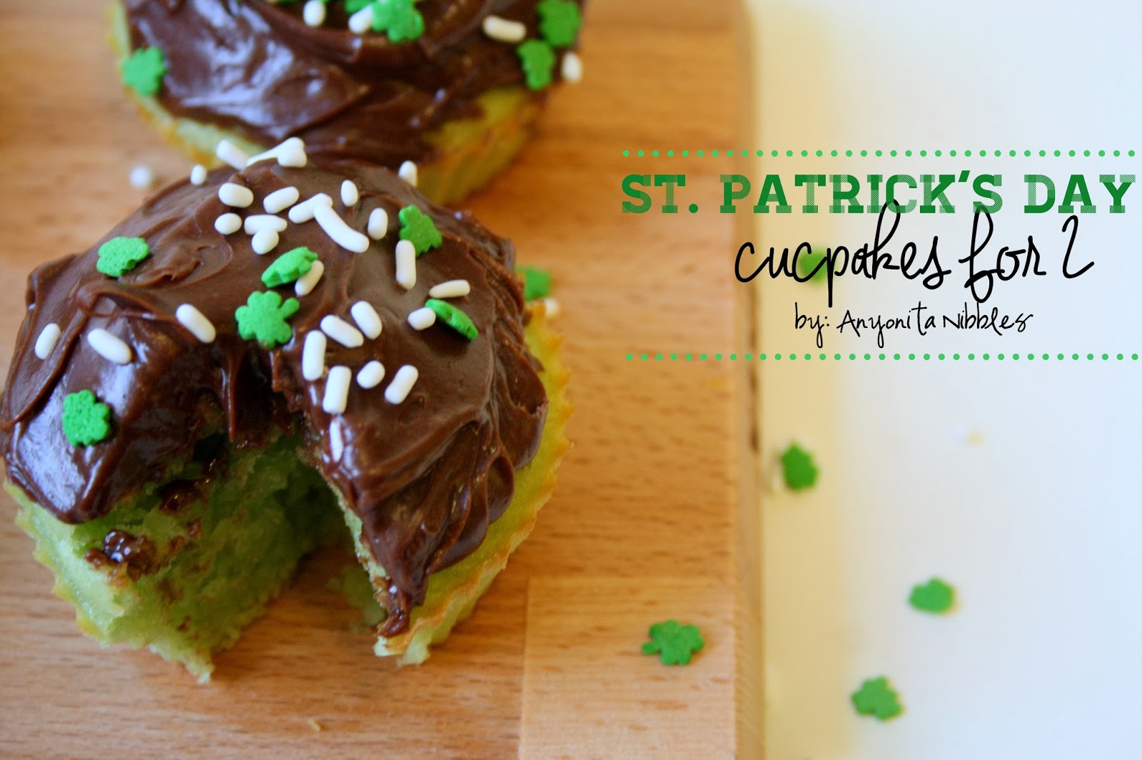 Easy St Patrick's Day Cupcakes for Two. Indulge without ruining your diet! This recipe from Anyonita Nibbles bakes only 4 cupcakes!
