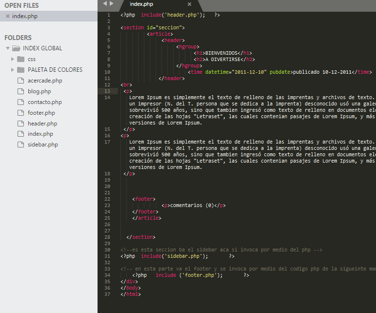 COMO REALIZAR UN INDEX GLOBAL CON PHP, UTILIZANDO "INCLUDE" O "REQUIRED ...