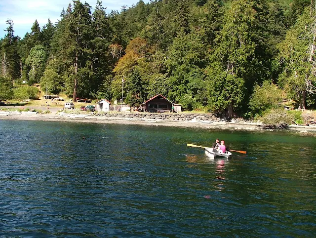 Anchor and paddle to shore at  Small Pox Bay on Haro strait in the San Juan Islands