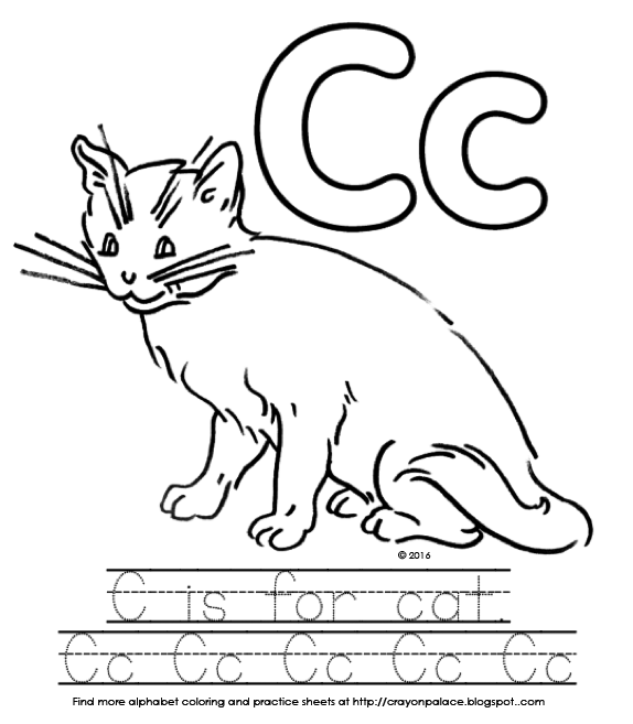 Crayon Palace "C is for cat" alphabet coloring page