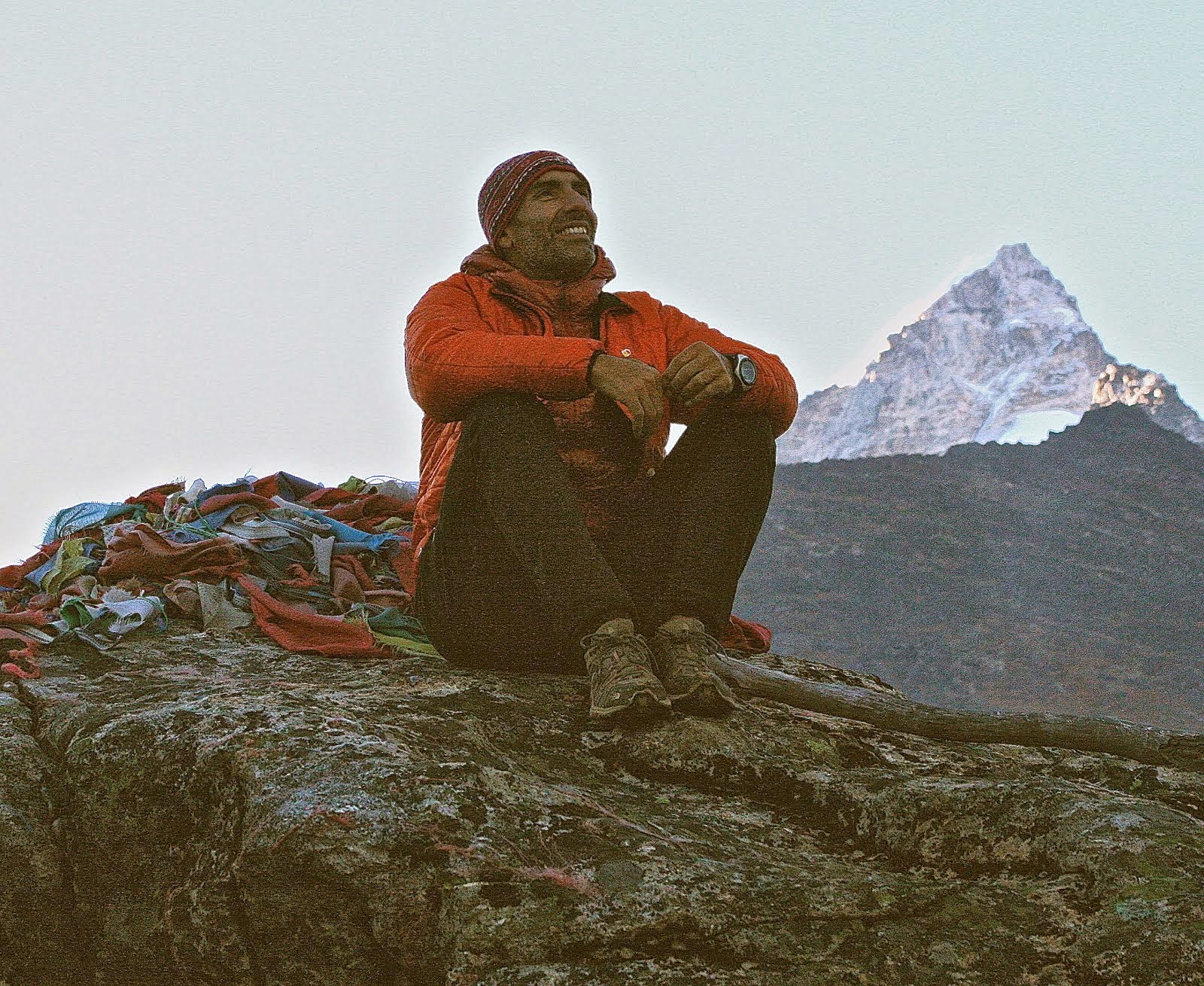 Matt Fioretti eyeing the South Ridge of Cholatse