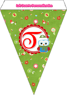 Banderines con Búhitos de Navidad. Christmas Owl Banners.