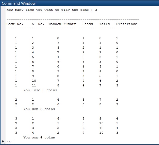 Gambling Game Code Implementation in Matlab and C Simulation