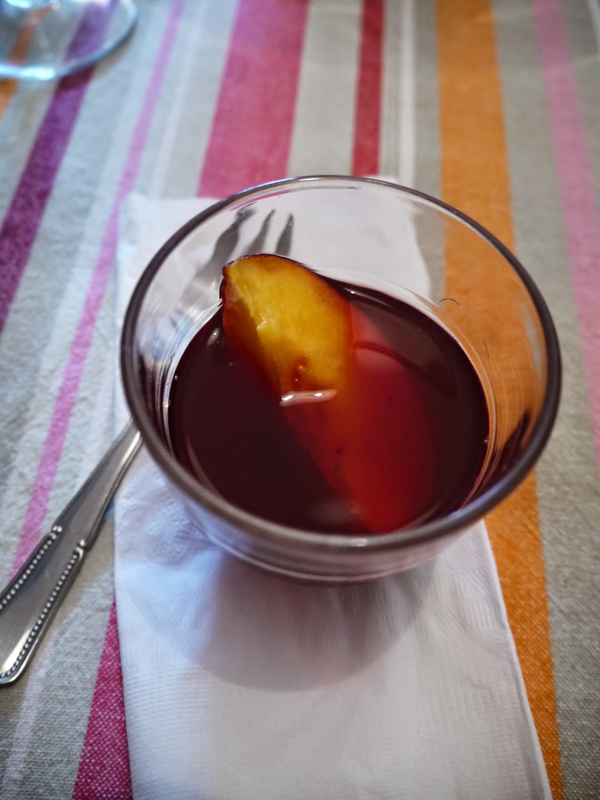 Sicilian style peach in wine dessert for summer